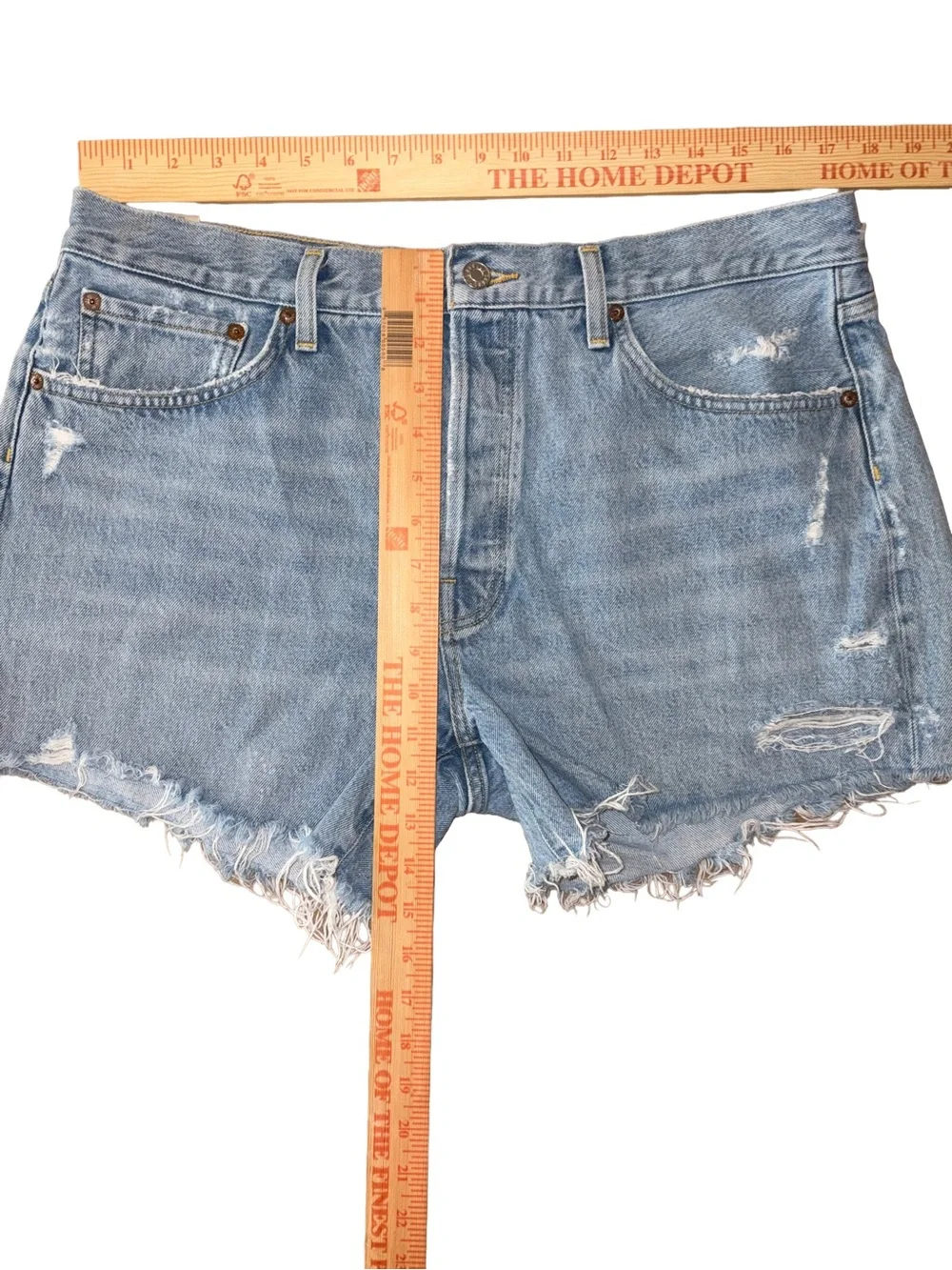 Agolde Parker Long Women’s Size 32 Blue Denim Jean Shorts Cut Off Distressed